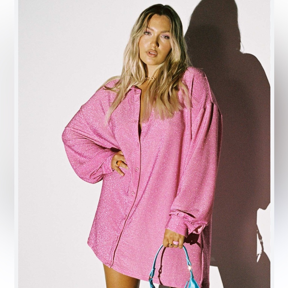Princess Polly Glittery Shirt Dress